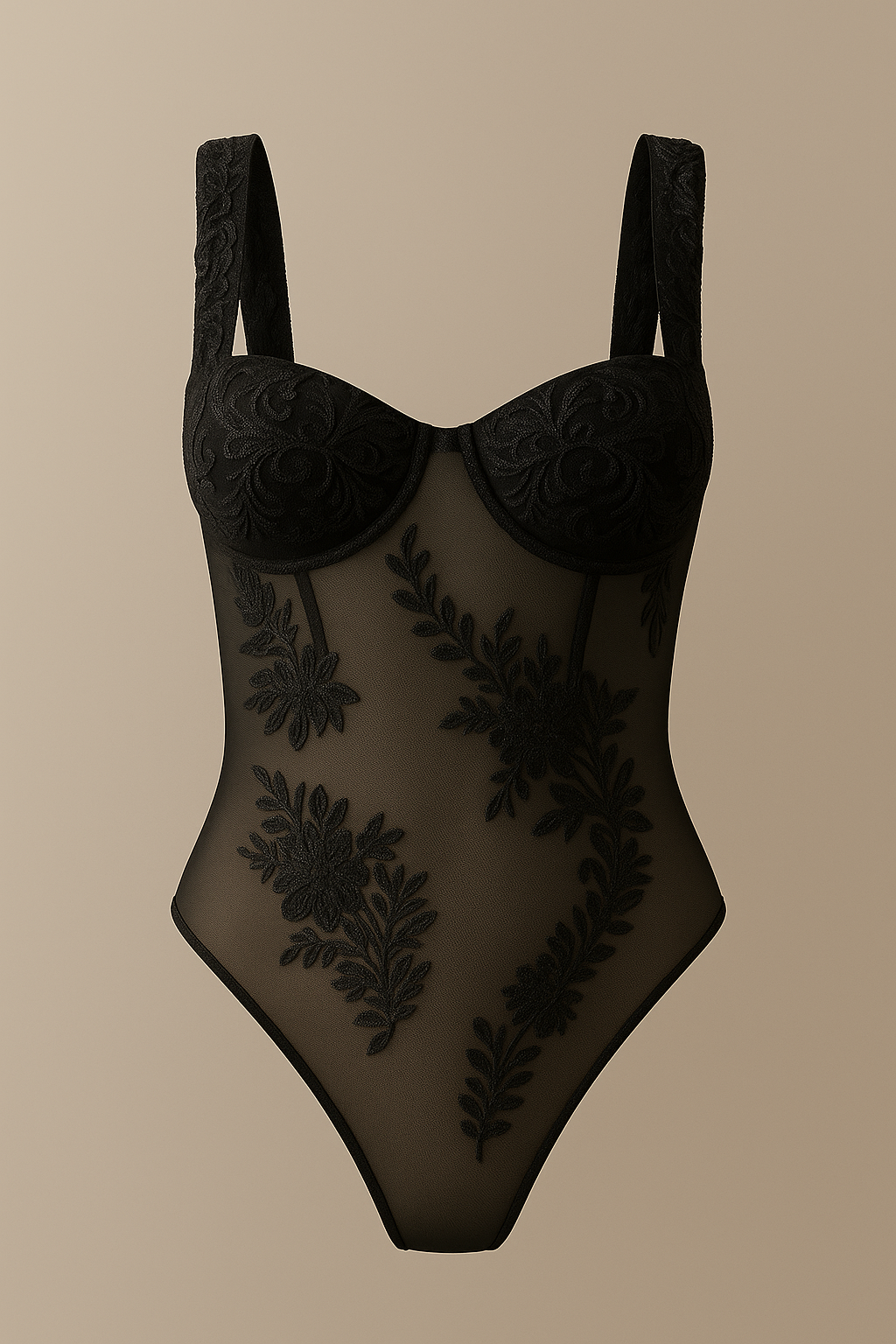 Body Jasmin - Body com bordado floral Black