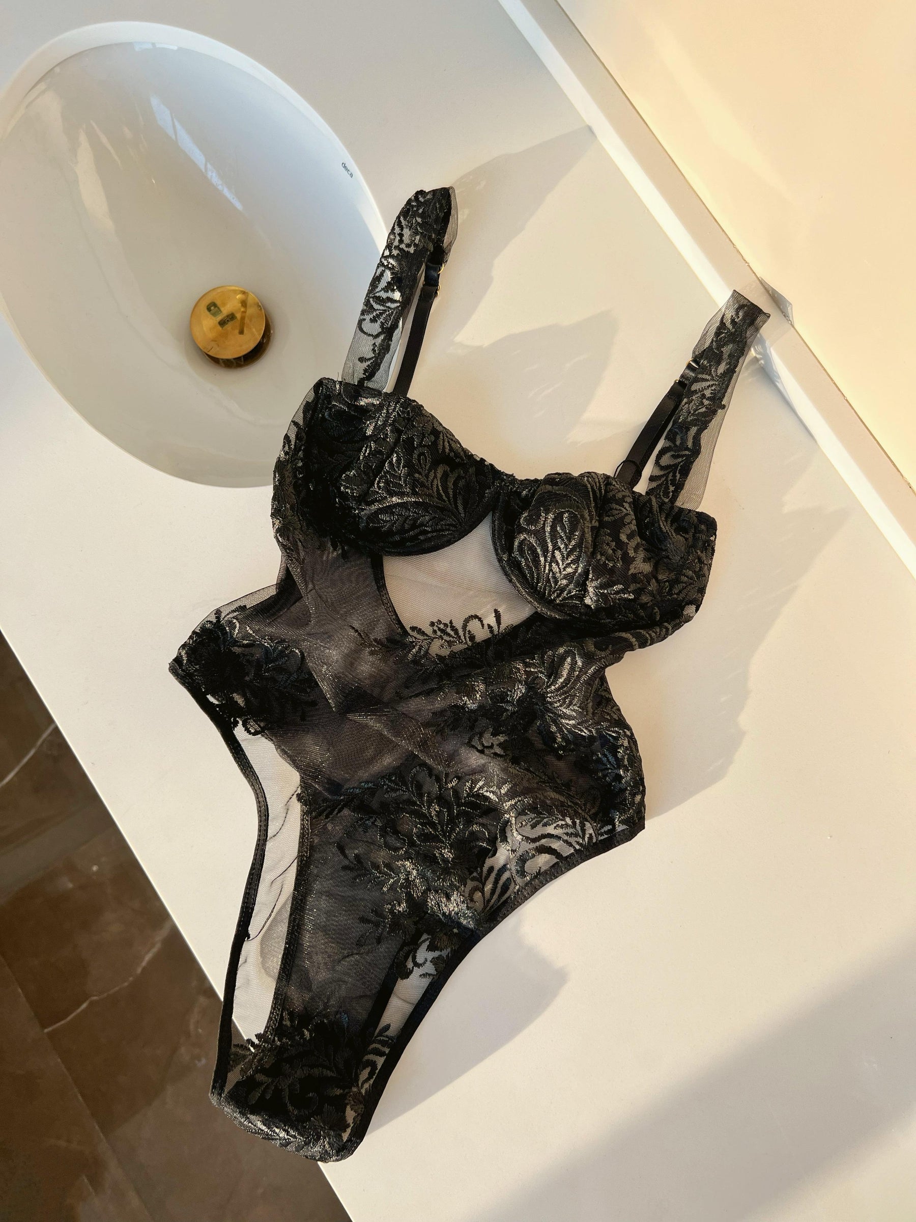 Body Jasmin - Body com bordado floral Black